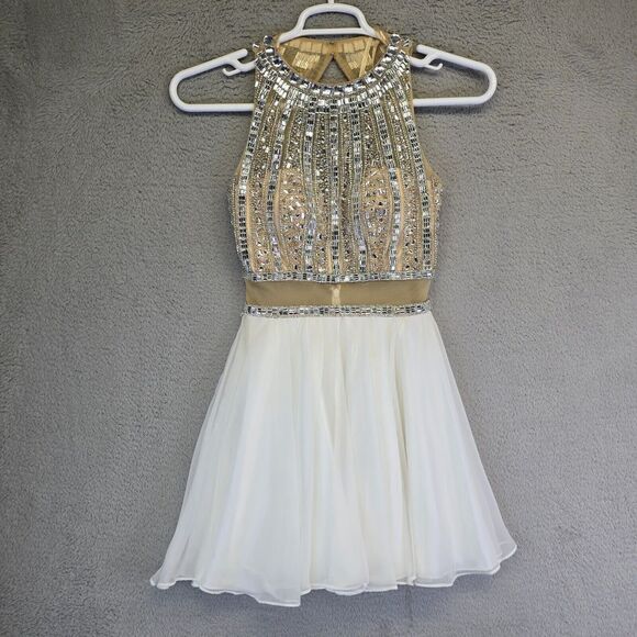Colors Dress Womens 4 Gold White Rhinestone Jeweled Goddess Luxury Prom  Ball - coffeafoods.com